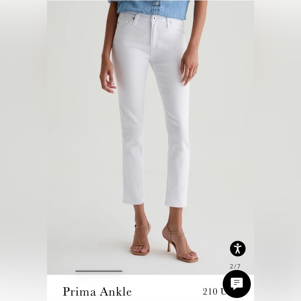 AG Prima Ankle Cigarette Leg White Jeans